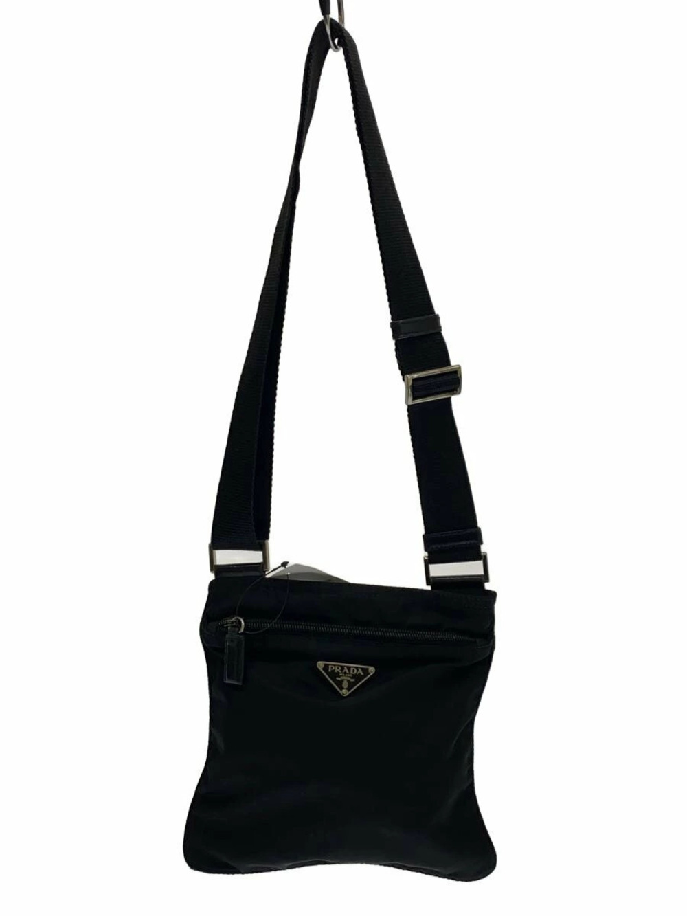 Prada Tessuto messenger bag iconic enameled logo Black
